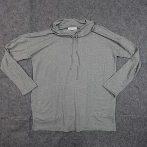 J. Jill‎ Top Womens Medium Tunic Cowl Neck Long Sleeve Eco Terry Gray Casual